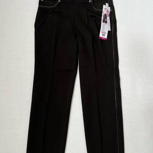 Nygard ADX slims, black with faux leather piping on the side, petite, size 10-12
